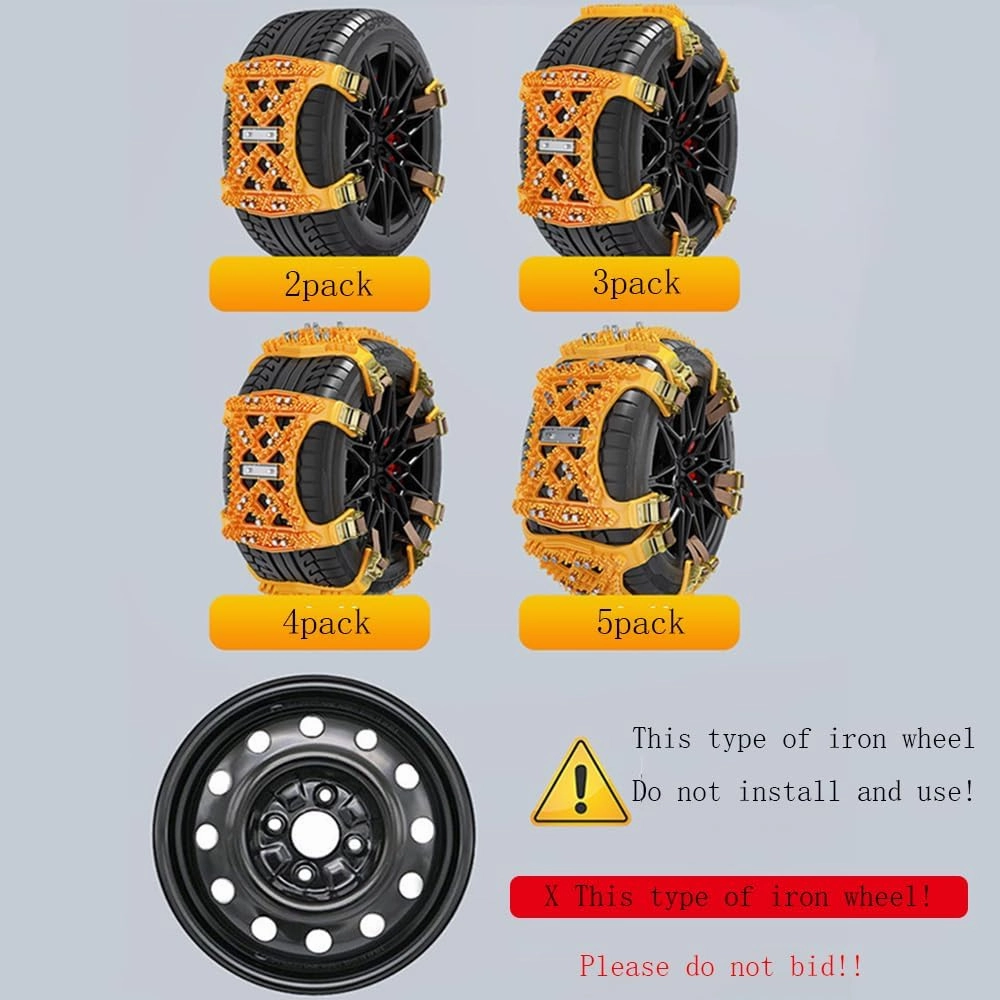 6pcs Car Snow Chains for Smart fortwo/Brabus fortwo C451 A451 Coupé Anti-Skid Protect Portable Tire Chains Universal Emergency Traction Snow Tyre Chains,Yellow