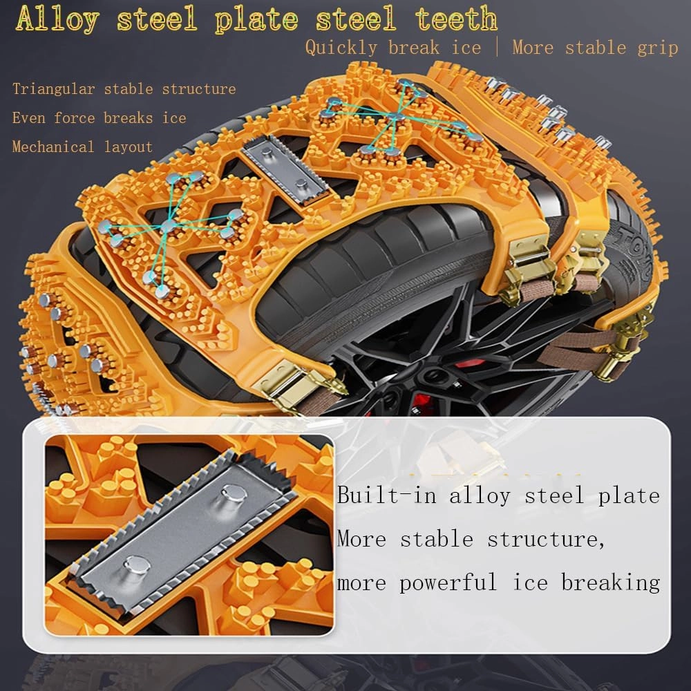 6pcs Car Snow Chains for Smart fortwo/Brabus fortwo C451 A451 Coupé Anti-Skid Protect Portable Tire Chains Universal Emergency Traction Snow Tyre Chains,Yellow
