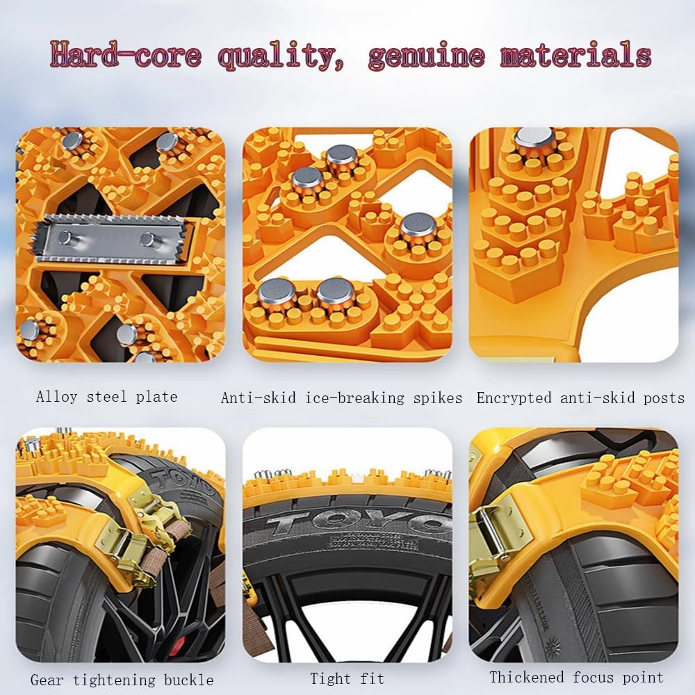 6pcs Car Snow Chains for Smart fortwo/Brabus fortwo C451 A451 Coupé Anti-Skid Protect Portable Tire Chains Universal Emergency Traction Snow Tyre Chains,Yellow