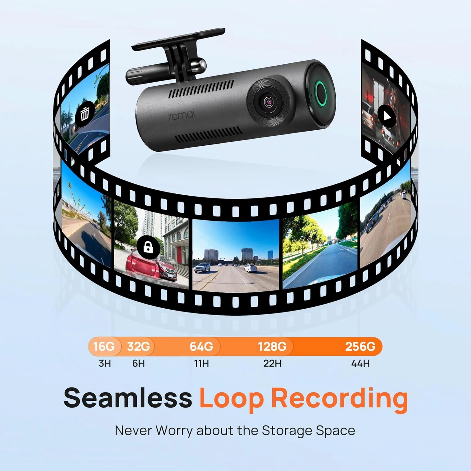 70mai Dash Cam M310, Dash Camera for Cars 1296P QHD, Smart Dash Cam Front Built in WiFi, 130° Wide-Angle FOV, WDR, Night Vision, iOS/Android Mobile App, Loop Recording, Parking Monitor, Time-Lapse