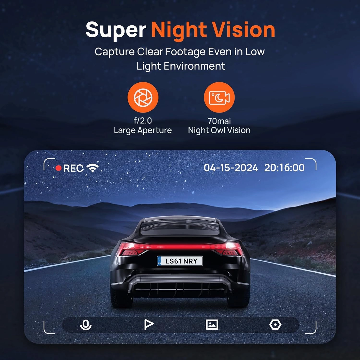 70mai Dash Cam M310, Dash Camera for Cars 1296P QHD, Smart Dash Cam Front Built in WiFi, 130° Wide-Angle FOV, WDR, Night Vision, iOS/Android Mobile App, Loop Recording, Parking Monitor, Time-Lapse