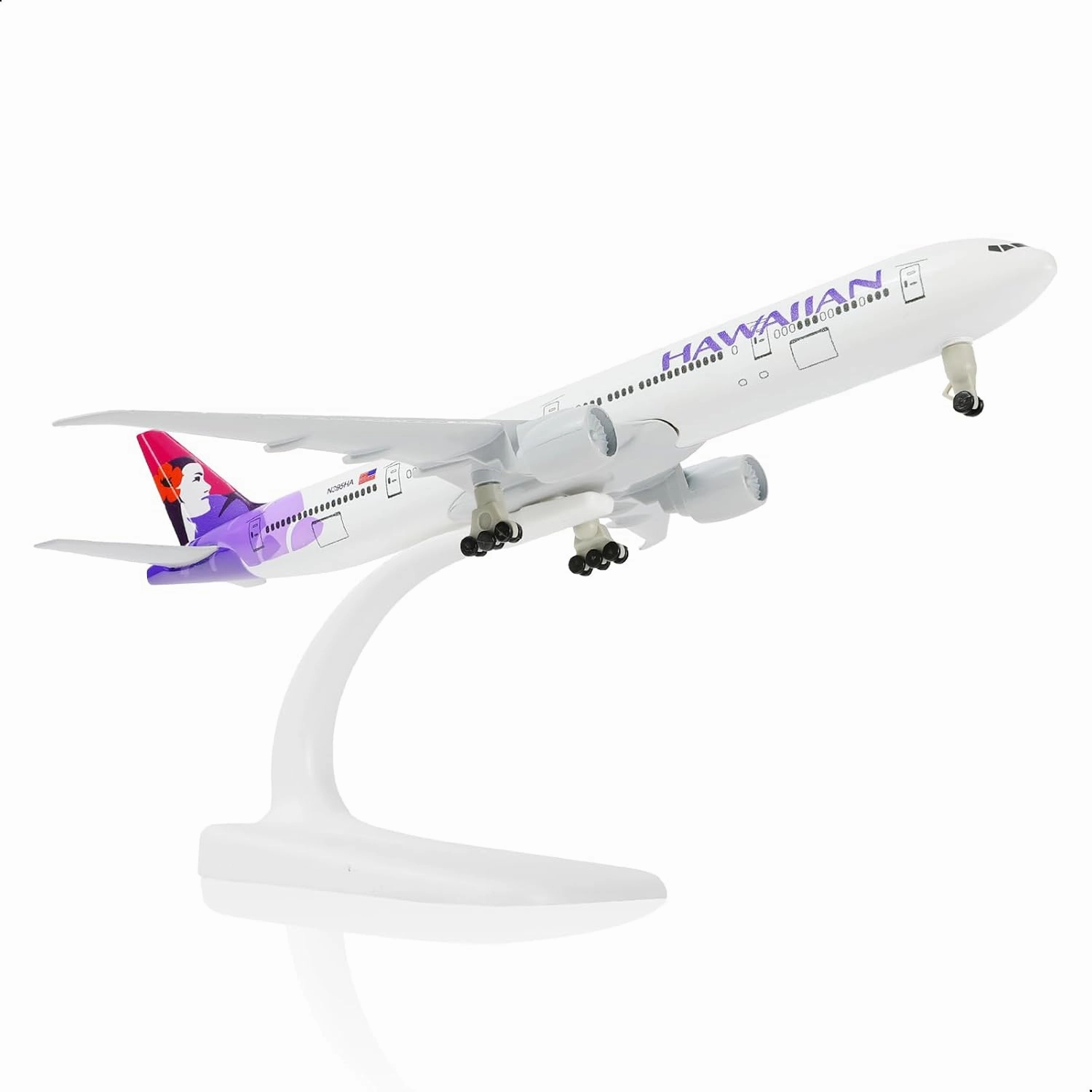 777 Hawaiian 1/300 Diecast Metal Airplane Model with Stand -777 Airplane Model for Adult with Stand (8.3 inches Long) Aviation Enthusiasts Gifts, Desktop Display Decorations