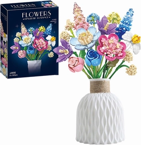 880PCS Flower Building Blocks Set, Wildflower Bouquet Building Blocks with Roses, 12 Kinds of Flowers Suitable for Home Decoration, Party Favors for Adults and Children(Vase Not Included)
