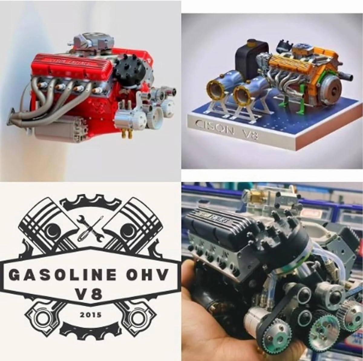 89%-Gasoline Ohv V8 Small-Block Engine Model Kits 4-Stroke 44cc Water-Cooled 1/6,Mini Cison V8 Engine Kit Gas,Build Your Own Stem V8 Model Engine Kit for Adults,Internal Combustion Engine Model(Black)