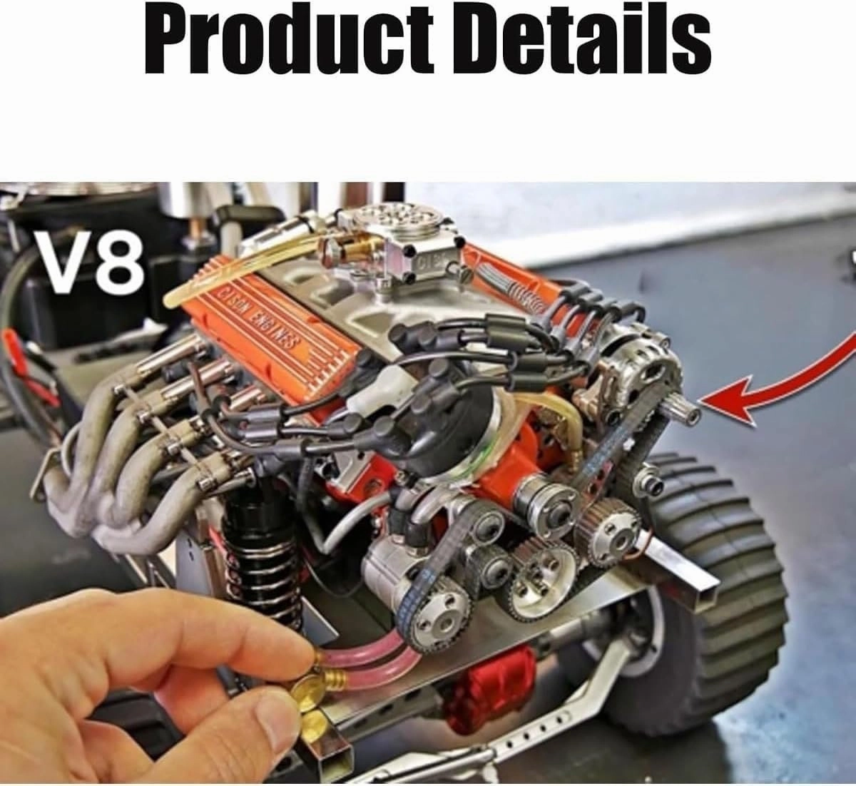 89%-Gasoline Ohv V8 Small-Block Engine Model Kits 4-Stroke 44cc Water-Cooled 1/6,Mini Cison V8 Engine Kit Gas,Build Your Own Stem V8 Model Engine Kit for Adults,Internal Combustion Engine Model(Black)