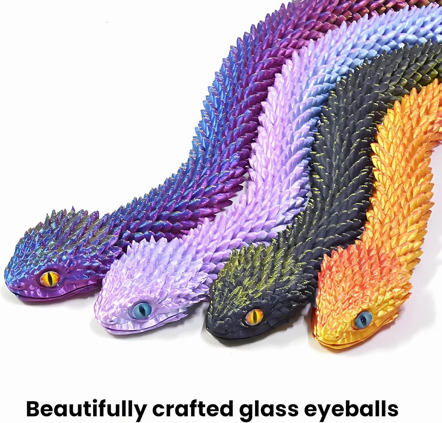 9 PCS 3D Printed Articulated Snakes, 12'' Movable Joint Fidget Viper Animal Model, Creative Ornaments Toys for Easter Home Office Tabletop Decor