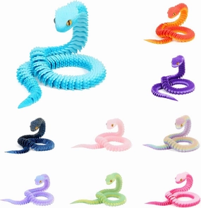 9 PCS 3D Printed Articulated Snakes, 12'' Movable Joint Fidget Viper Animal Model, Creative Ornaments Toys for Easter Home Office Tabletop Decor