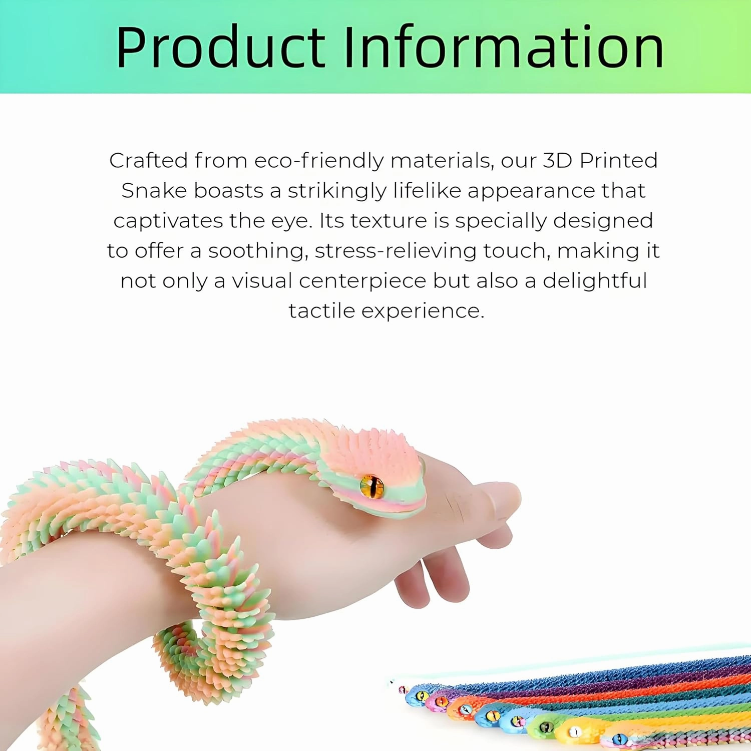 9 PCS 3D Printed Articulated Snakes, 12'' Movable Joint Fidget Viper Animal Model, Creative Ornaments Toys for Easter Home Office Tabletop Decor