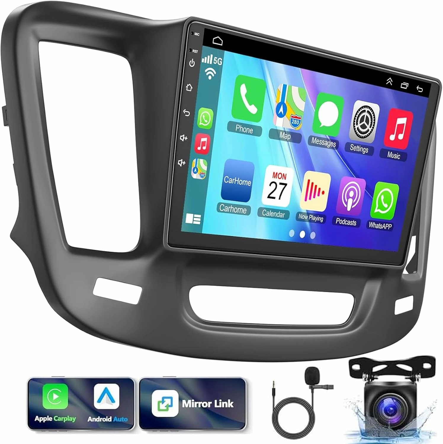9" Car Stereo w/Carplay Android Auto for Chrysler 200 200C 200S 2015-2019 Double Din Android 13.0 Touch Screen Car Radio Receiver w/WiFi GPS Navigation Bluetooth AHD Backup Camera Mic - 2 32G