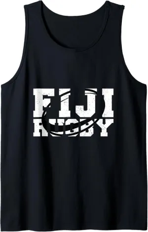 A Rugby Ball Inside Fiji Bold Letters Vintage Athletic Sport Tank Top