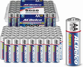 ACDelco 48-Count Double AA Batteries, Maximum Power Super Alkaline Battery, 10-Year Shelf Life, Reclosable Packaging