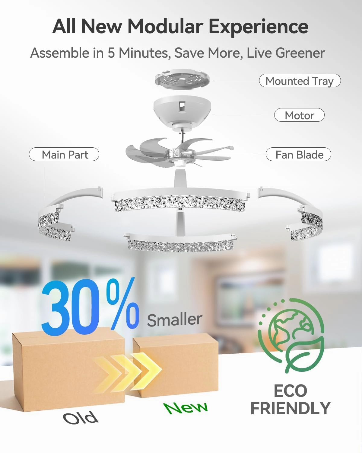 addlon Ceiling Fans with Lights and Remote, 20'' Low Profile Ceiling Fans, 3000-6000K Dimmable Modern Flush Mount LED Fan Light, Fandelier Ceiling Fan for Bedroom, Kitchen, Living Room, White