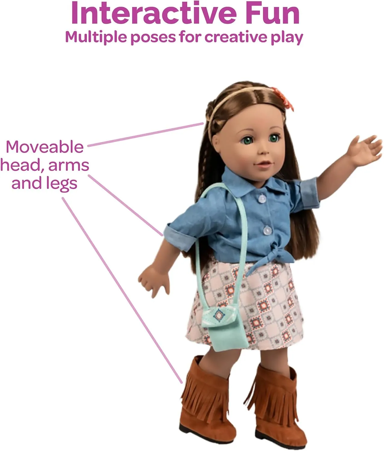ADORA Amazing Girls - 18” Fashion Doll, Poseable Limbs, Rooted Hair for Styling, Open and Close Eyes, Soft Huggable Body | Stylish Playmate (Cassidy)
