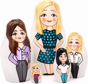 AEVVV Business Women Russian Nesting Dolls Set of 5 pcs - Russian Dolls for Home Office Decor - Boss Lady Gifts for Women - Office Gifts - Office Desk Decor