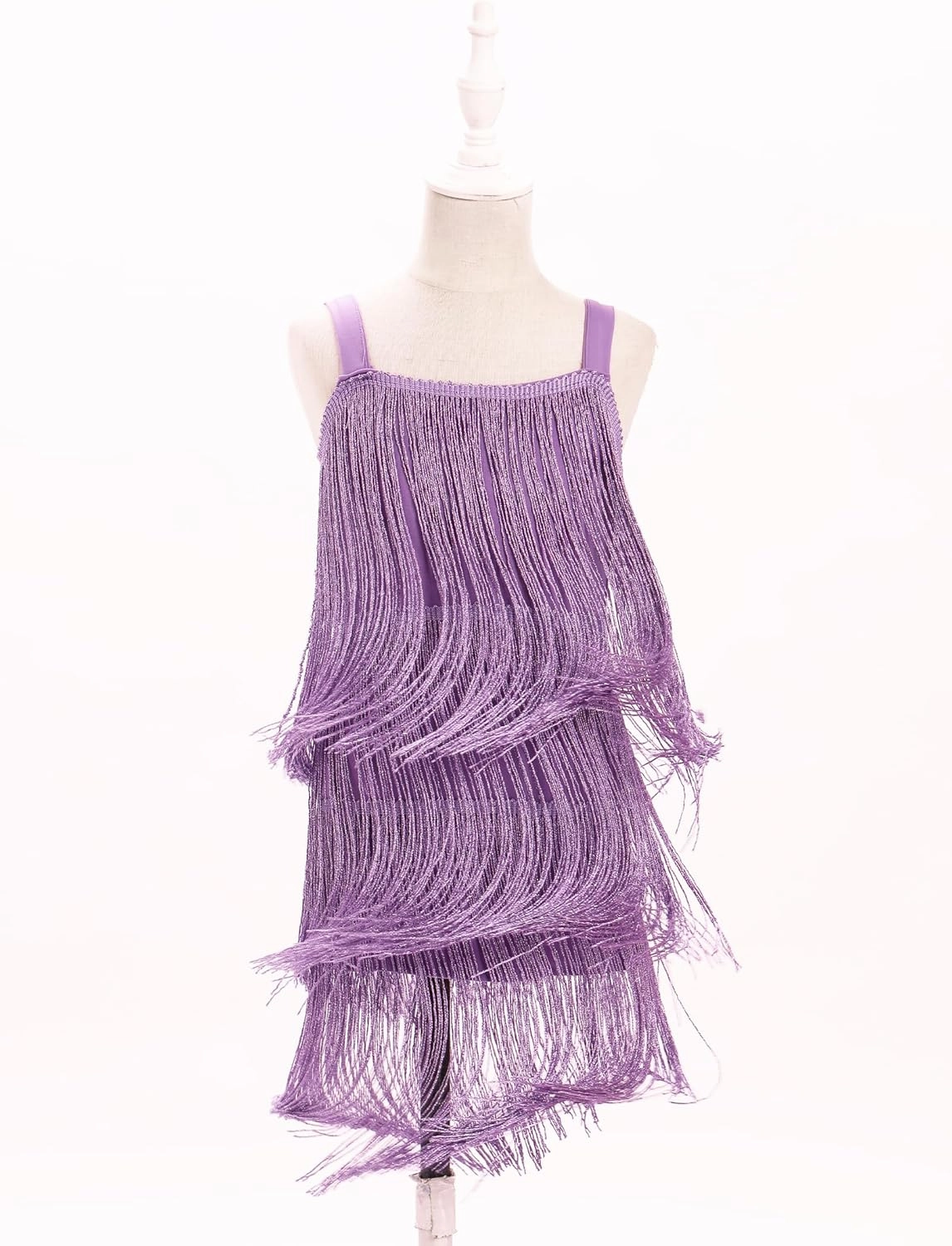AFAVOM Toddler Girls Latin Dance Dress with Tassels, Fringe Cami, Salsa & Ballroom Style for Cha Cha & Rumba