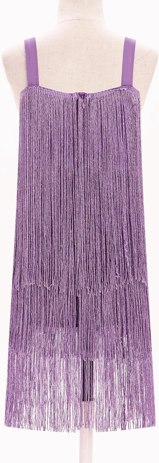 AFAVOM Toddler Girls Latin Dance Dress with Tassels, Fringe Cami, Salsa & Ballroom Style for Cha Cha & Rumba