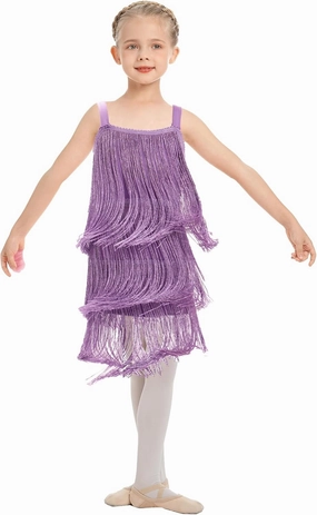 AFAVOM Toddler Girls Latin Dance Dress with Tassels, Fringe Cami, Salsa & Ballroom Style for Cha Cha & Rumba