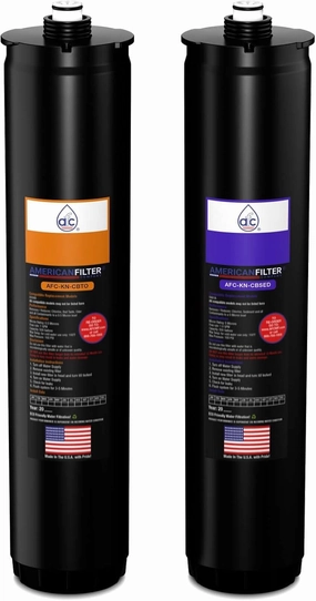 AFC™ Brand Model # AFC-KN-OP-2PK Water Filters, Compatible with Kinetico® K5, K2, VX, RX and KRO  Replacement Cartridge set (Part # 9306B & 9461A) Orange/Purple -Made in U.S.A. - 6 Month Pack