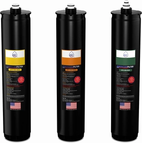 AFC™Brand Model # AFC-KN-YOG Water Filters, Compatible with Kinetico® K5 systems, Cartridge set (Part # 9309A, 9306B & 12752A) Yellow/Orange/Green -Made in U.S.A. - 6 Month Pack