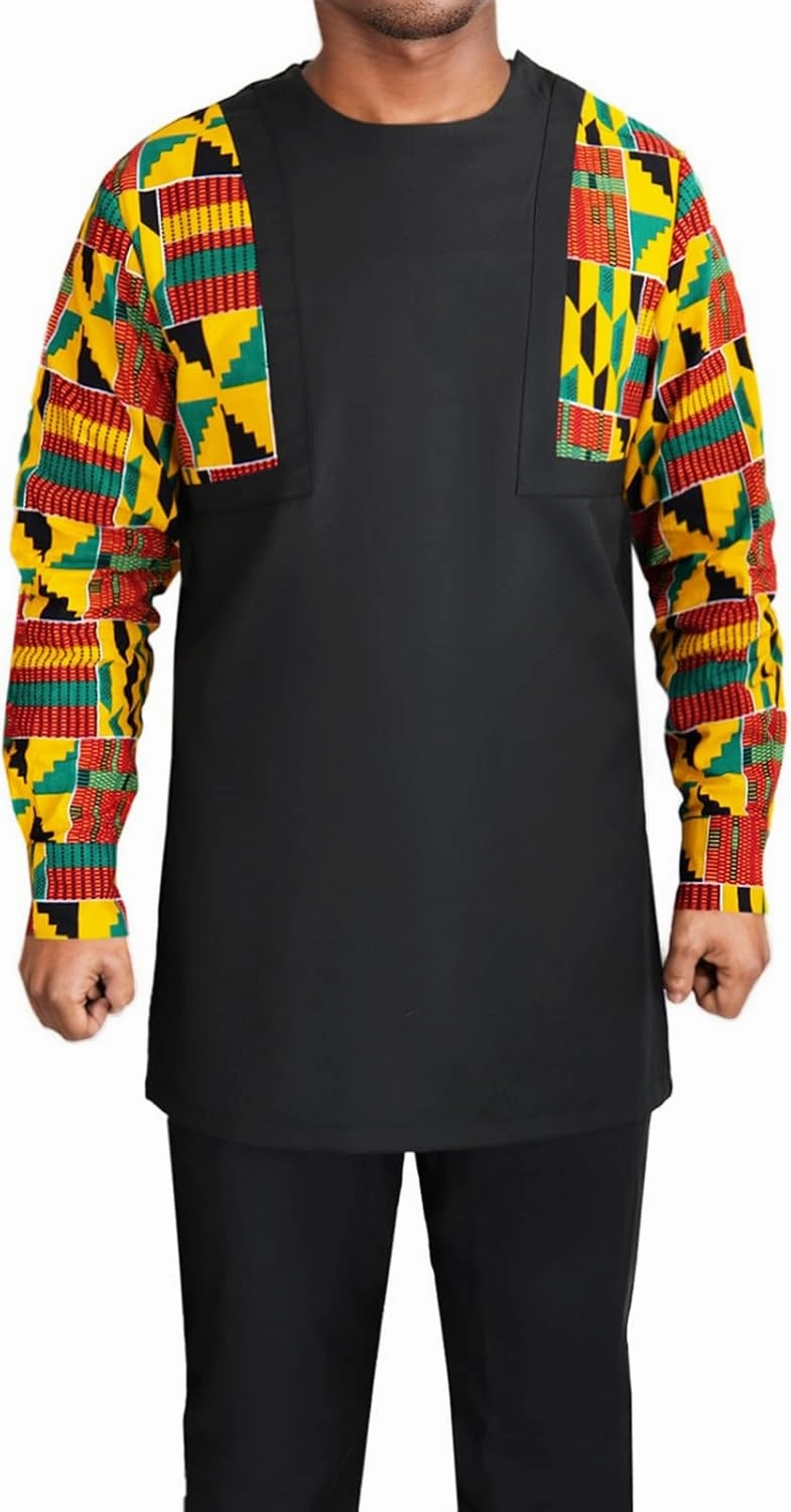 African Men‘s Party Suit Two Pieces Set Dashiki Shirt Pant Tracksuit Long Sleeve Outfit