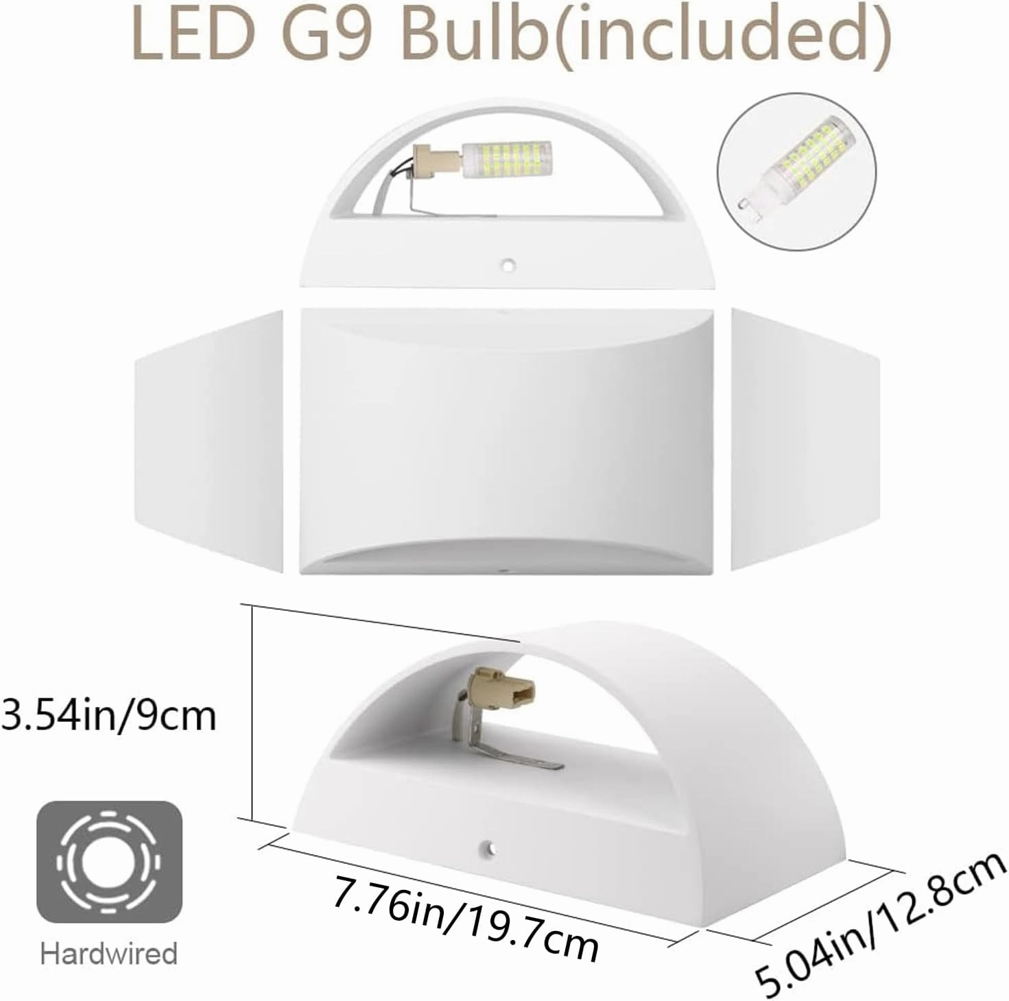 Aipsun Indoor Aluminum Modern LED Wall Sconce Hardwired Interior Wall Lights Set of 2 Up and Down Wall Mount Light for Living Room Bedroom Hallway Corridor Cool White 6000K(with G9 Bulbs)