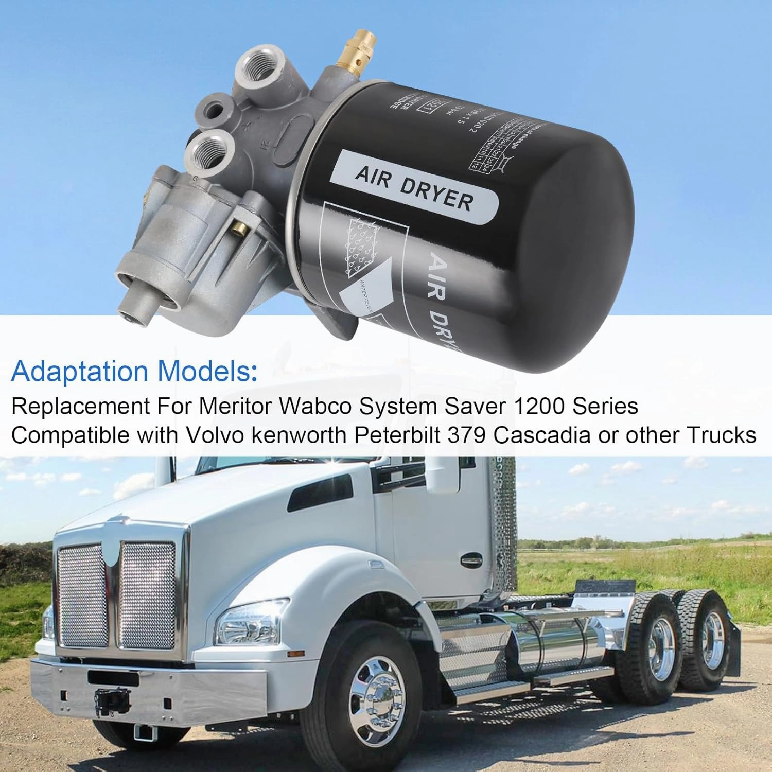 Air Dryer Assembly Compatible with Meritor Wabco System Saver 1200 Series, Replace R955205 4324130010 TR955205