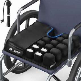 Airbag Wheelchair Cushion with Ventilation Channels for Pressure Sore & Ulcer, U-Shaped Inflatable Pressure Relief Seat Cushion for Tailbone, Back Pain Relief, Waterproof Fabric & Non-Slip Base