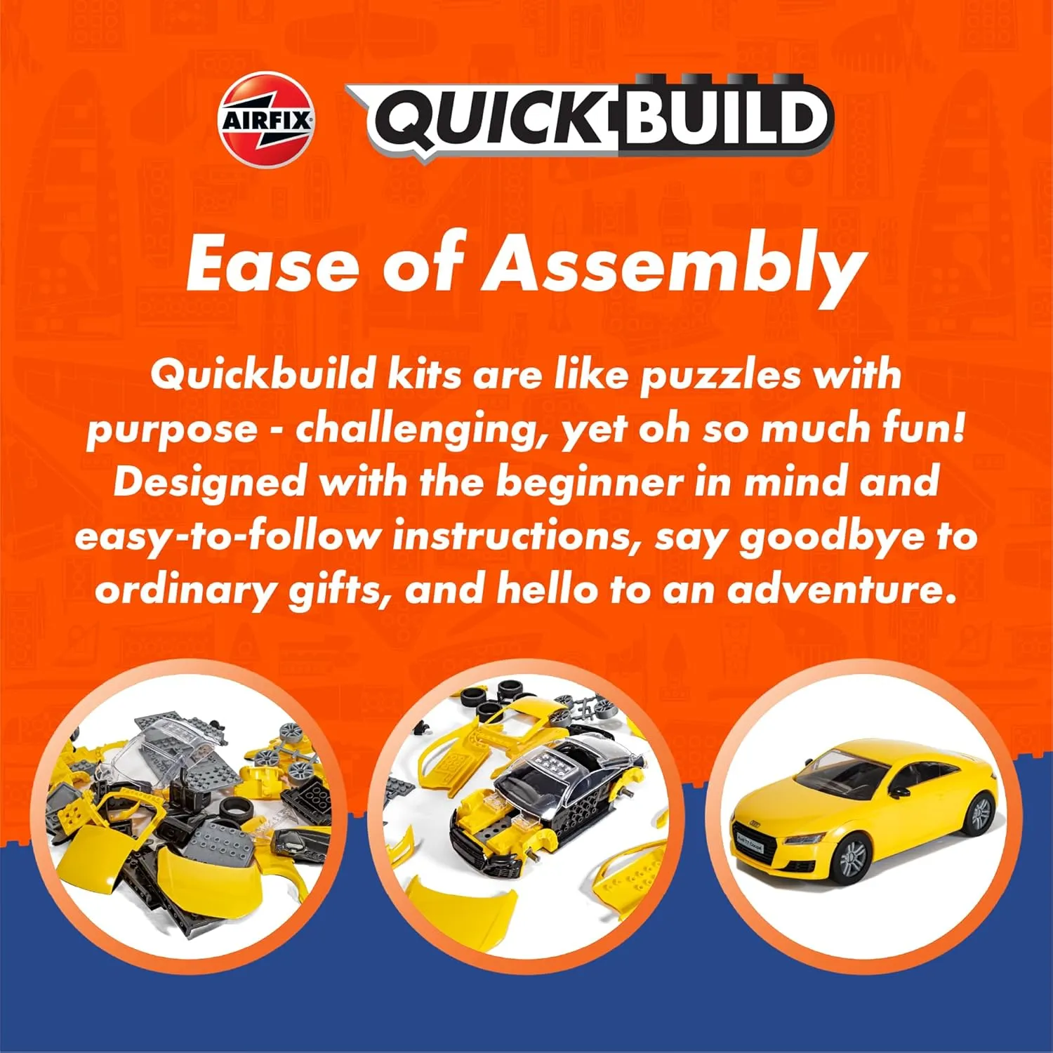 Airfix Quickbuild Plastic Model Kit - Ford Mustang GT 1968 - Easy Assembly Snap Together Model Car Kit, Classic Sports Car for Adults & Kids to Build, Building Toys Set, Red