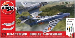 Airfix Dogfight Doubles Mig 17 & Douglas Skyhawk 1:72 Vietnam War Military Aviation Plastic Model Kit Gift Set A50185, Small