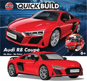 Airfix J6049 Quickbuild Plastic Model Car Kits - Audi R8 Coupe - Easy Assembly Snap Together Kit, Classic Car for Adults & Kids to Build, Model Vehicles, Building Toys Set