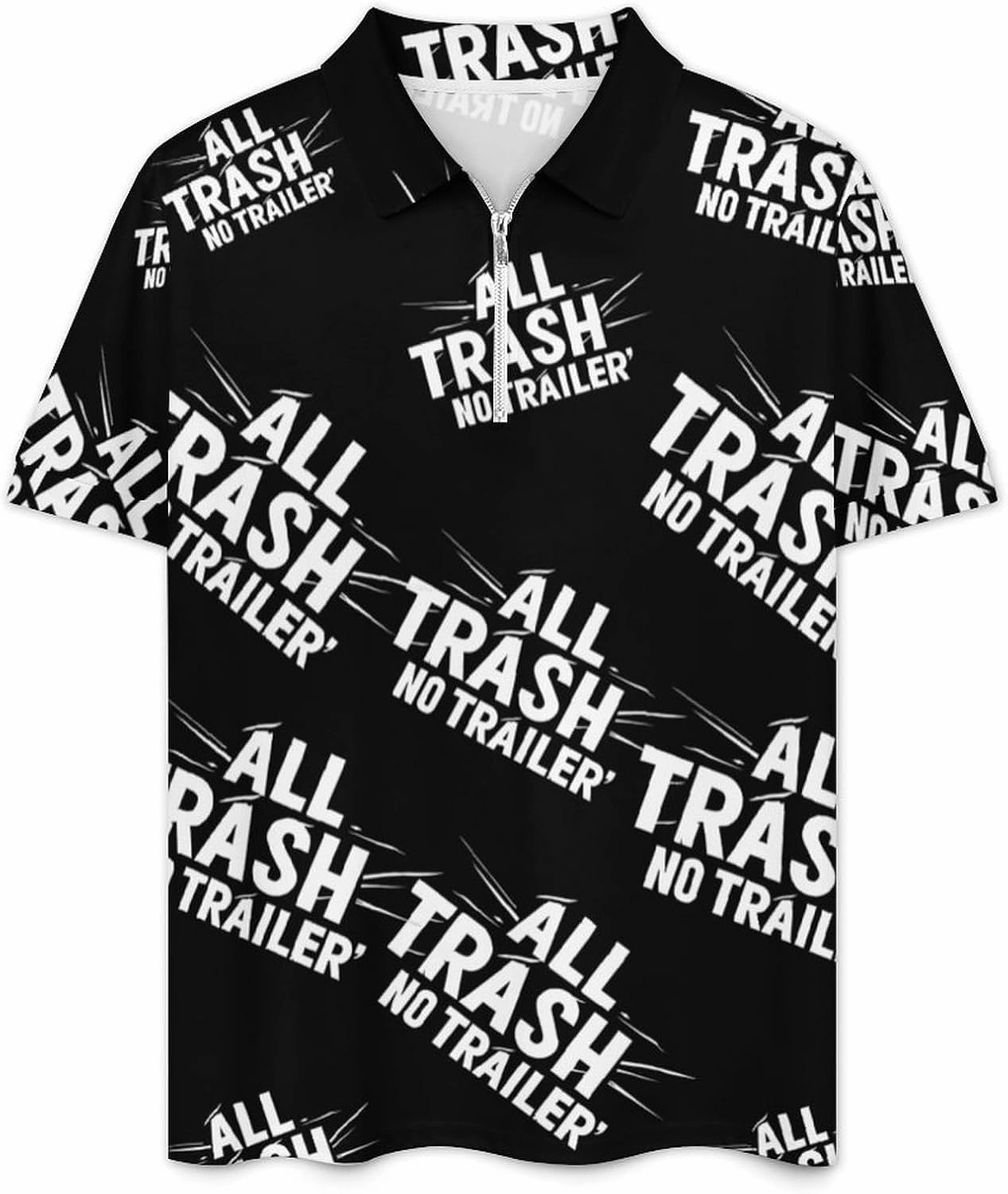 All Trash No Trailer Fashion Mens Polo Shirts And Shorts Set Summer Outfits 2 Piece