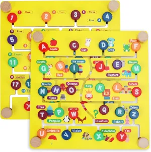Alphabet Numbers Matching Game,Montessori Toys for 3 4 5 Years Old Boys Girls,Slide Puzzle Letters ABC 123 Words Counting Math Learning Educational Toys for Toddlers Kids