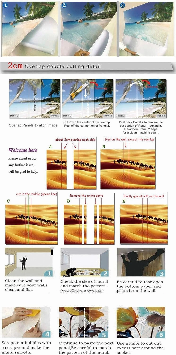 Alpine Grassland Wall Mural, Natural Scenery 3D Large Wallpaper Peel and Stick Self-Adhesive Removable Wall Decor Stickers,for Living Room Bedroom TV Sofa Background,59" W x39.4 H