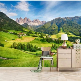 Alpine Grassland Wall Mural, Natural Scenery 3D Large Wallpaper Peel and Stick Self-Adhesive Removable Wall Decor Stickers,for Living Room Bedroom TV Sofa Background,59" W x39.4 H