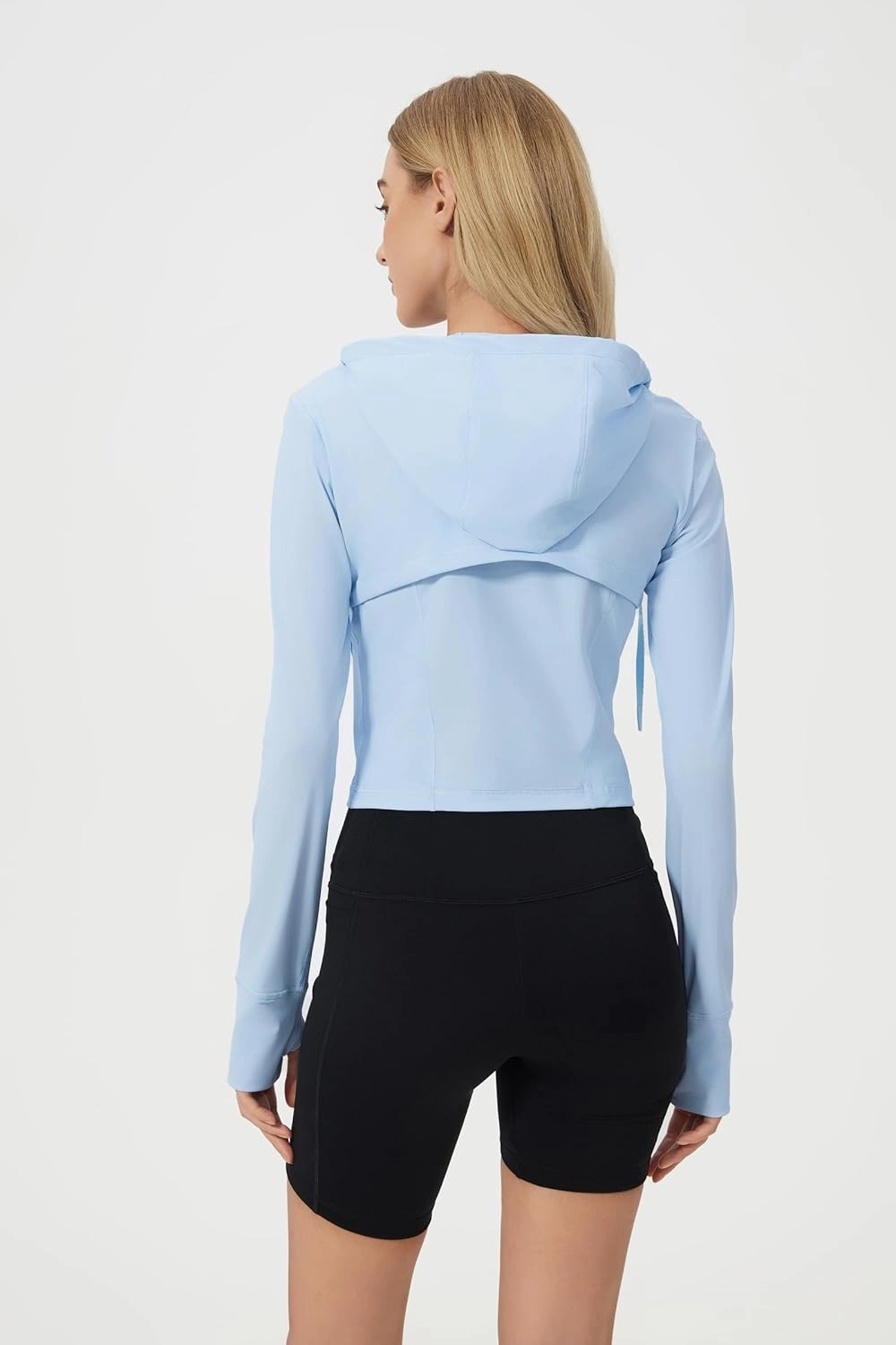 altiland Lightweight Workout Hooded Jacket for Women, UPF 50  Cropped Full Zip Athletic Gym Running Jackets with Thumb Holes