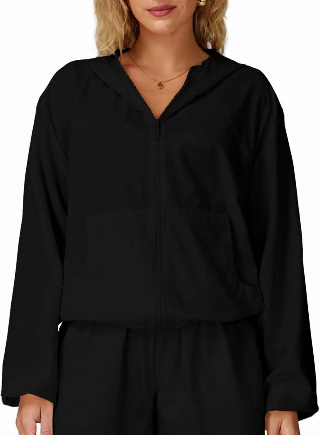 altiland Lightweight Workout Jacket for Women, Cropped Athletic Gym Running Hoodie, UV Protection Half Zip Pullover UPF 50 