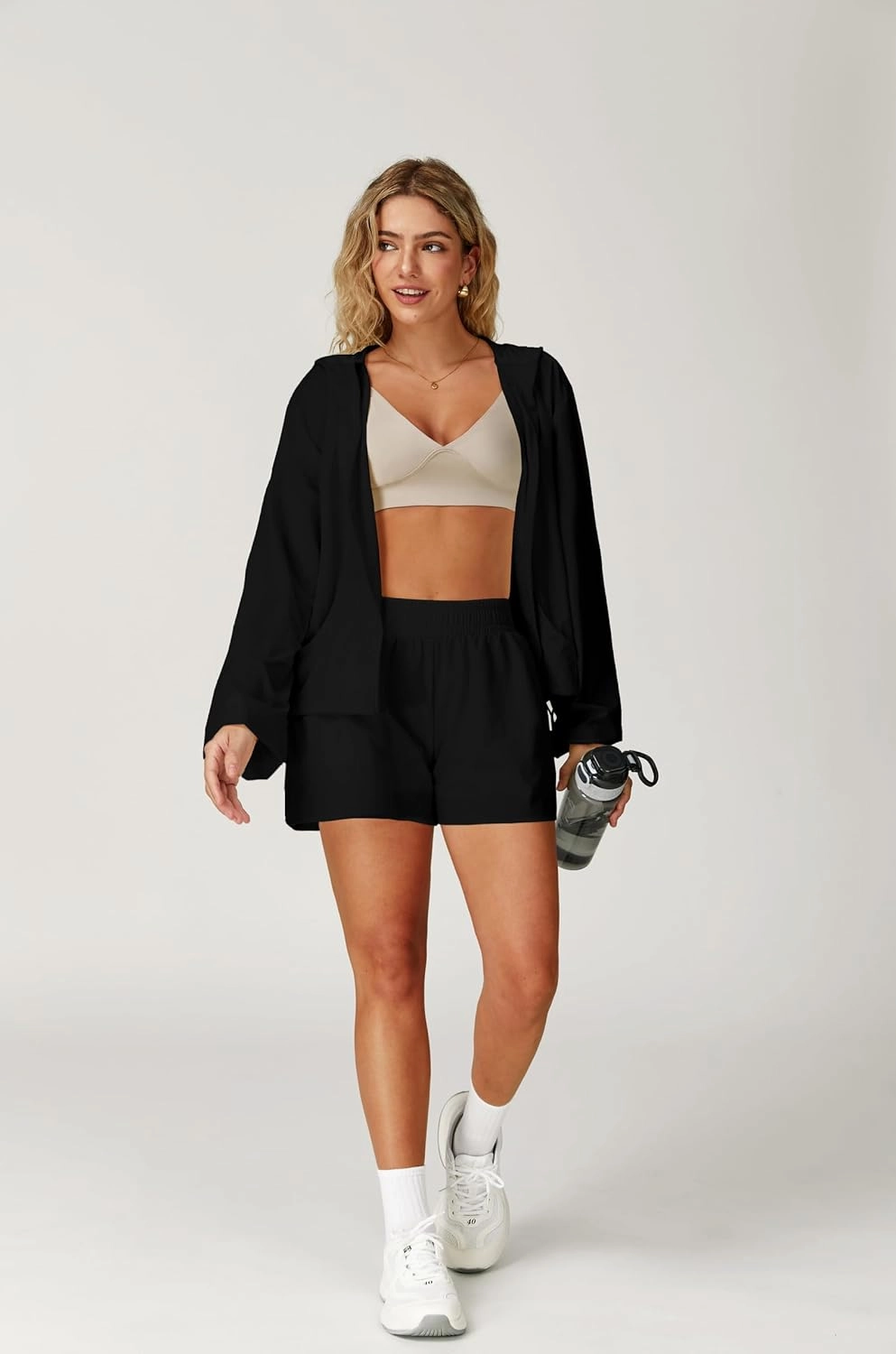 altiland Lightweight Workout Jacket for Women, Cropped Athletic Gym Running Hoodie, UV Protection Half Zip Pullover UPF 50 