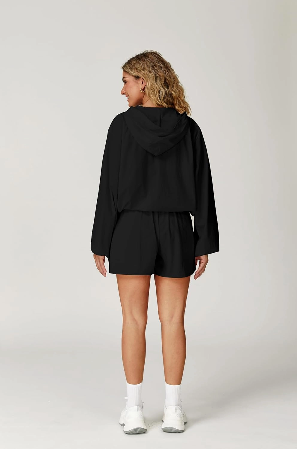 altiland Lightweight Workout Jacket for Women, Cropped Athletic Gym Running Hoodie, UV Protection Half Zip Pullover UPF 50 