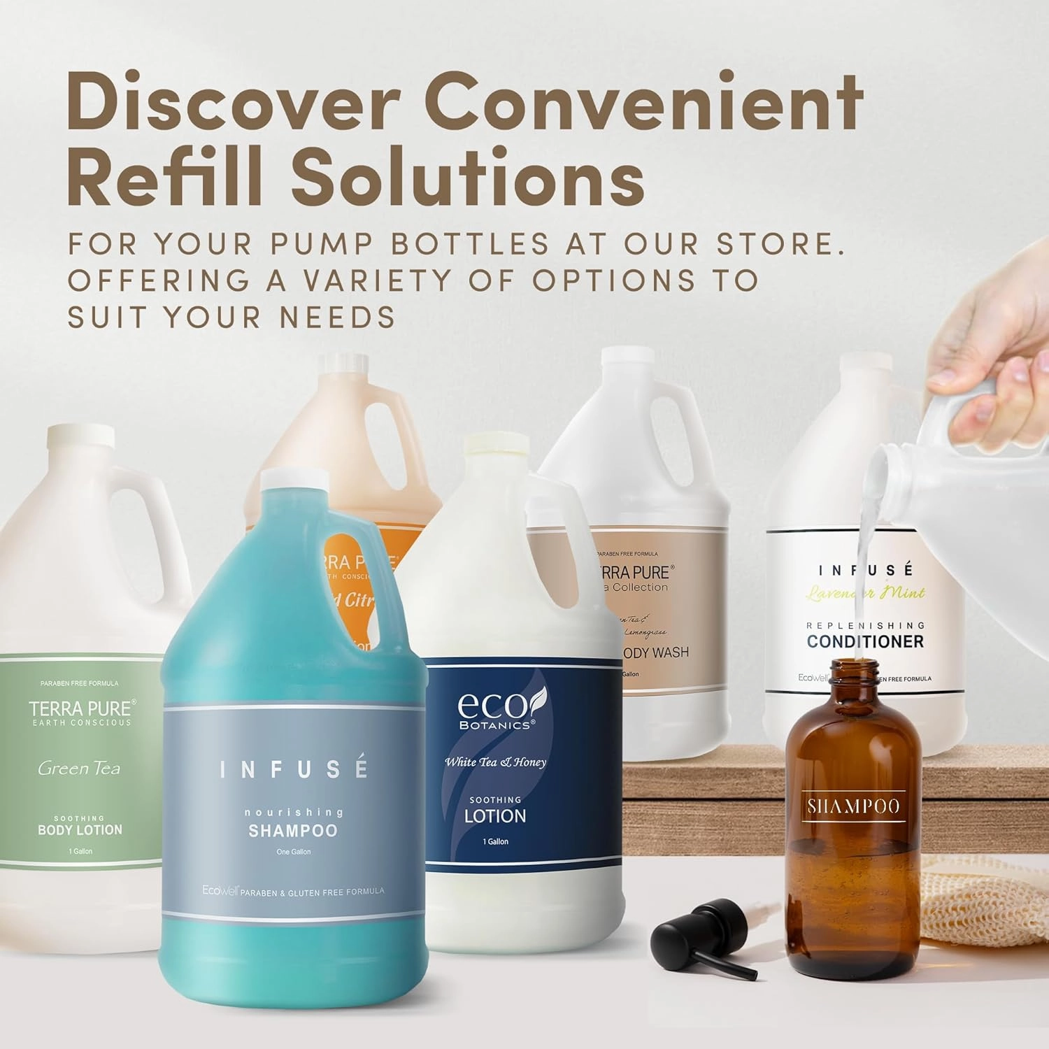 Amber Plastic Bottle | Refillable Wall Mount Liquid Soap Dispenser | 16 oz Hand Soap and Lotion for Every Bathroom | 2 Bottles