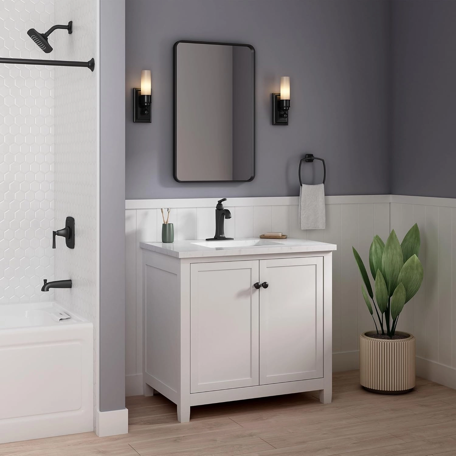 American Standard 7426508.243 Belmeade Tub and Shower Trim Kit with Valve, 1.8 GPM, Matte Black