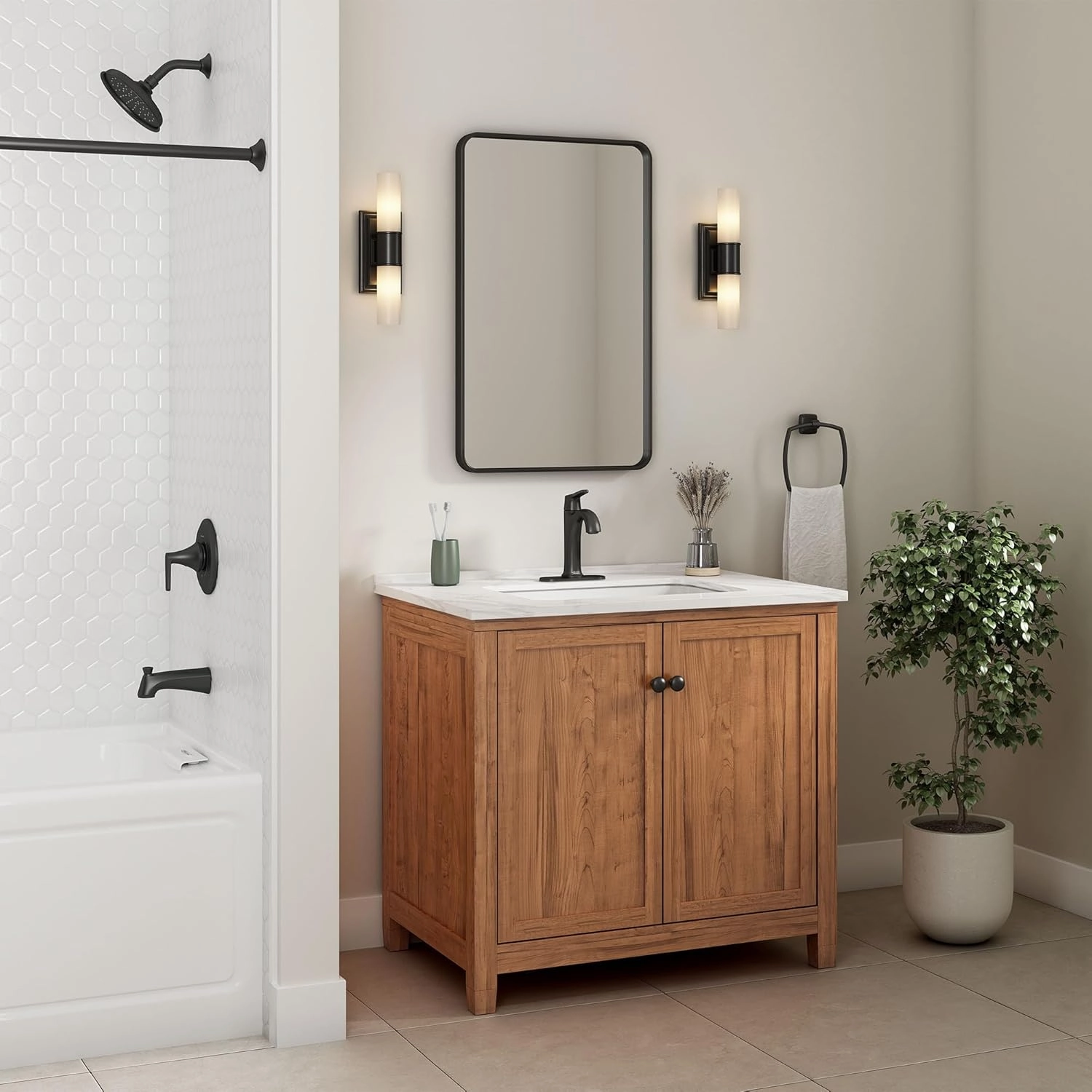 American Standard 7429508.243 Becklow Tub and Shower Trim Kit with Valve, 1.8 GPM, Matte Black