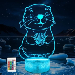 Ammonite Otter Lamp for Kids, 3D Otter Night Light Toy,16 Colors with Remote Control Kids Room Decor As Christmas Birthday Gifts for Boys Girls