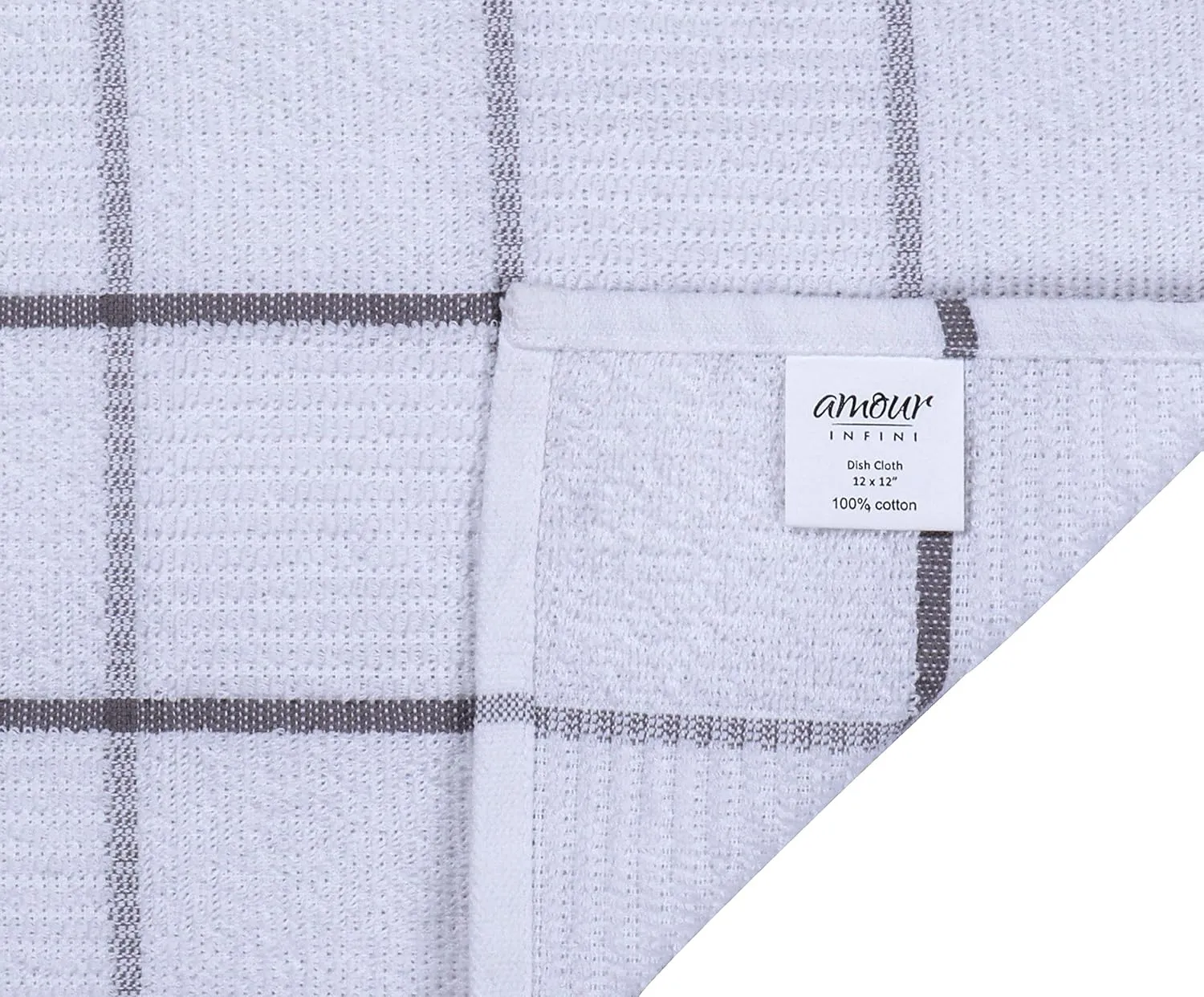 AMOUR INFINI Terry Dish Cloths Set of 8 Highly Absorbent Super Soft Kitchen Dishcloths Reusable Quick Dry Dish Rags for Cleaning & Drying Dishes (12x12 Inch - L.Grey)