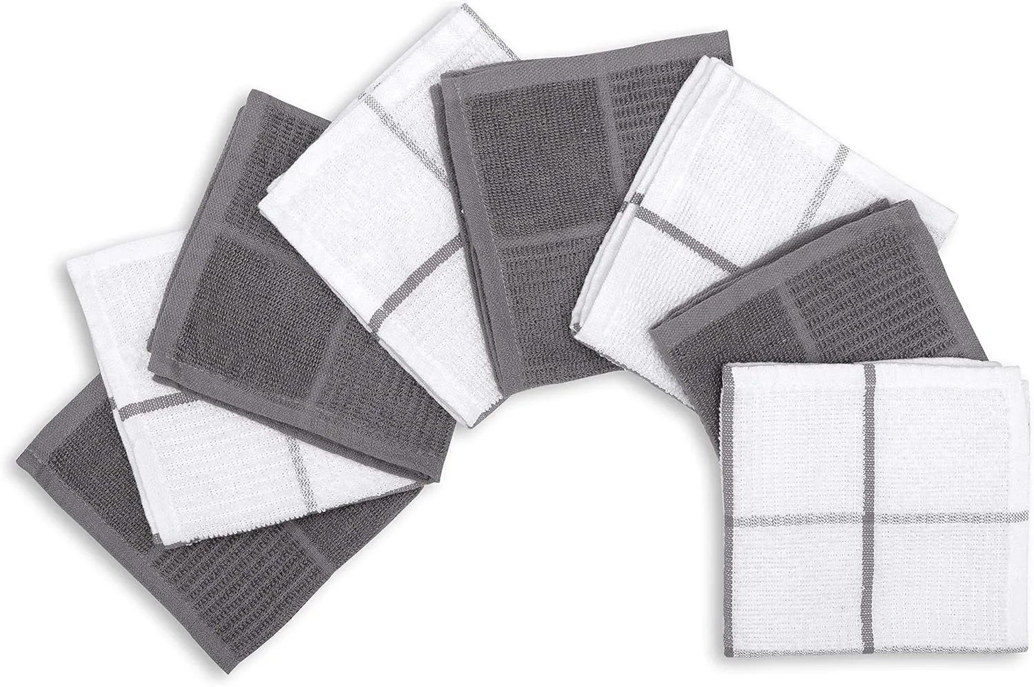 AMOUR INFINI Terry Dish Cloths Set of 8 Highly Absorbent Super Soft Kitchen Dishcloths Reusable Quick Dry Dish Rags for Cleaning & Drying Dishes (12x12 Inch - L.Grey)