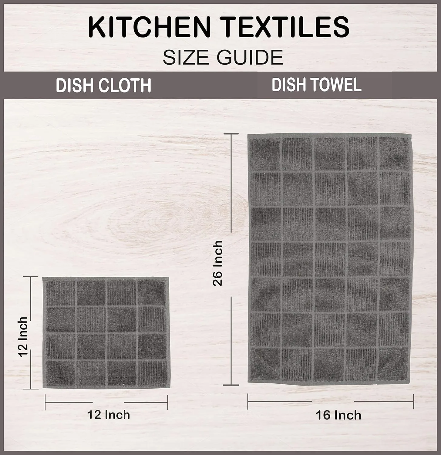 AMOUR INFINI Terry Dish Cloths Set of 8 Highly Absorbent Super Soft Kitchen Dishcloths Reusable Quick Dry Dish Rags for Cleaning & Drying Dishes (12x12 Inch - L.Grey)