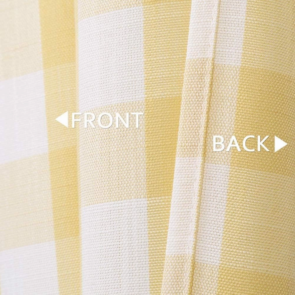 Amzdecor Buffalo Check Tier Curtains for Kitchen, Thick Yarn Dyed Buffalo Plaid Gingham Rod Pocket Farmhouse Cafe Bathroom Curtains, Short Kitchen Window Curtains,28" W x 24" L, Yellow/White, Set of 2