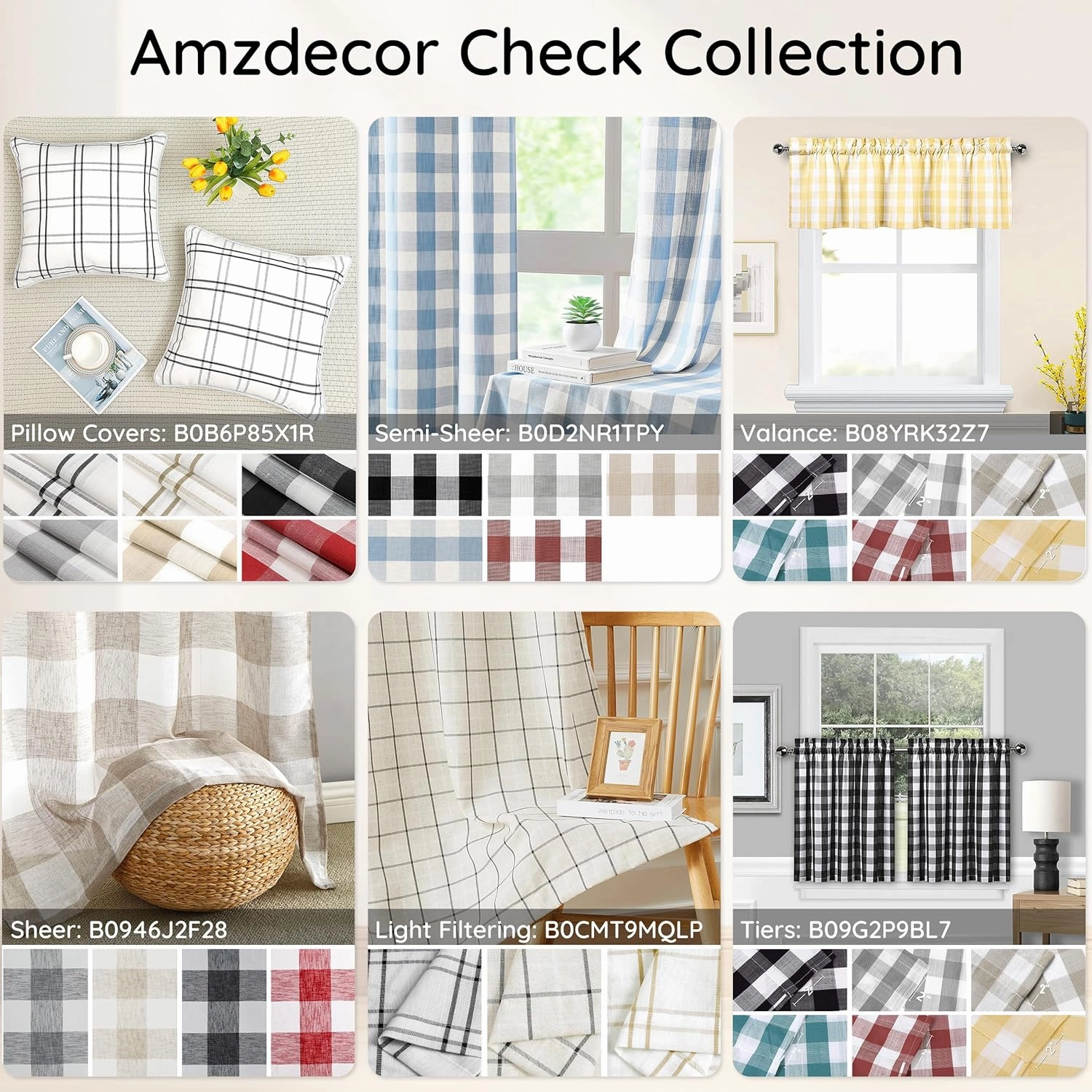 Amzdecor Buffalo Check Tier Curtains for Kitchen, Thick Yarn Dyed Buffalo Plaid Gingham Rod Pocket Farmhouse Cafe Bathroom Drapes, Short Kitchen Window Curtains, 28" W x 24" L, Teal/White, Set of 2