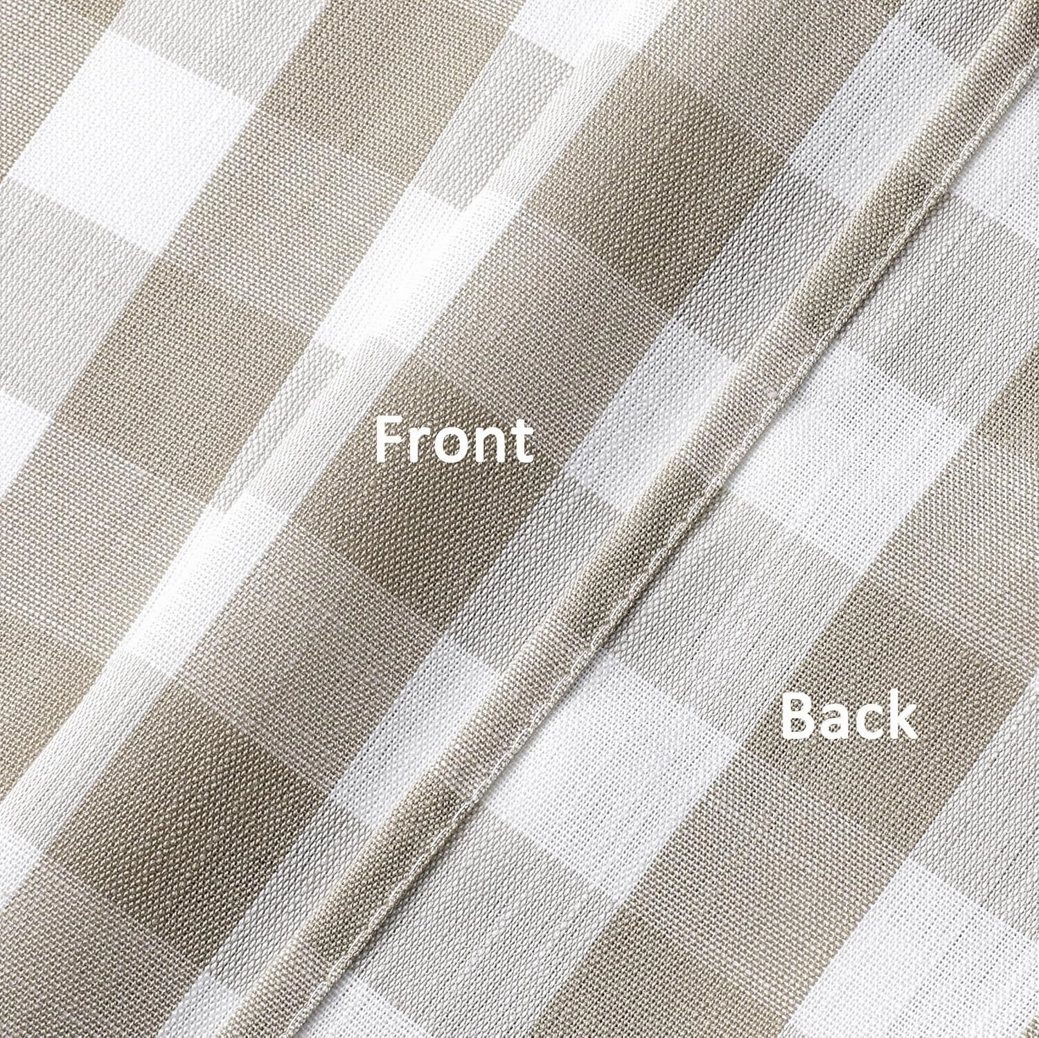 Amzdecor Linen Buffalo Check Tier Curtains for Kitchen, Thick Yarn Dyed Buffalo Plaid Gingham Rod Pocket Cafe Bathroom Curtain, Short Kitchen Window Curtain Sets, 28" W x 24" L, Linen/White, Set of 2