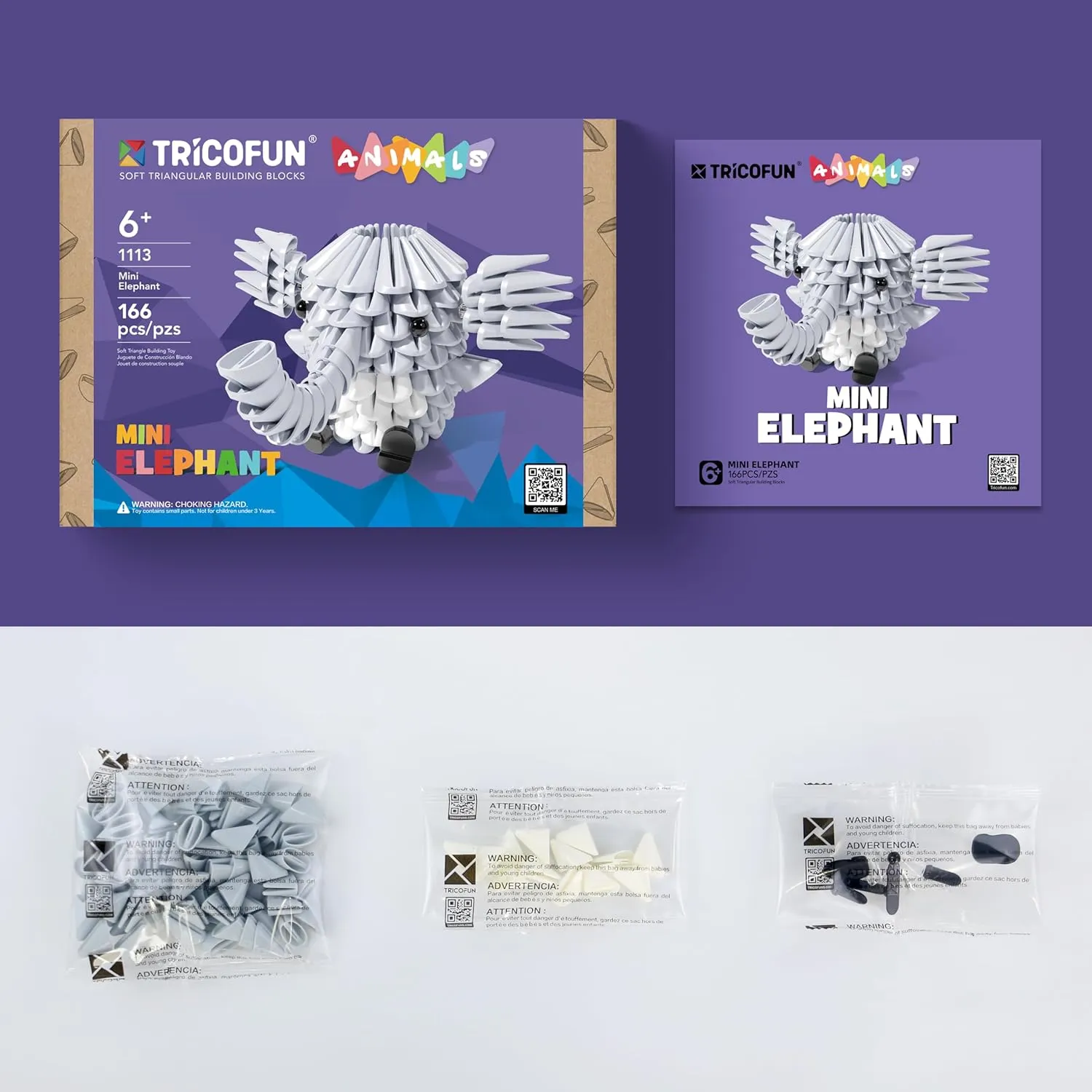 Animals 3D Soft Building Blocks - Cute Animal Kit, Pressure-Relief, STEM Educational Toys, Enhance Hands-On Skills Interlocking Building Blocks (1113-Mini Elephant)
