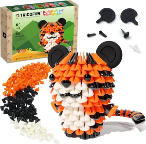 Animals 3D Soft Building Blocks - Cute Animal Kit, Pressure-Relief, STEM Educational Toys, Enhance Hands-On Skills Interlocking Building Blocks (1118-TIGER)